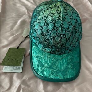 Gucci Emerald Green Monogram Baseball Cap